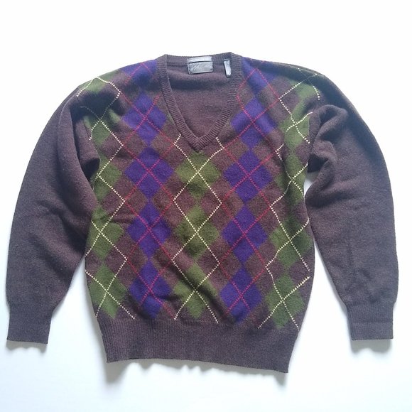 Lord & Taylor Other - Lord & Taylor Kensington Collection 100% Wool Argyle V-Neck Sweater sz M